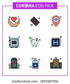 Simple Set of Covid-19 Protection Blue 25 icon pack icon included dental; securitybox; hospital; safe; medical viral coronavirus 2019-nov disease Vector Design Elements