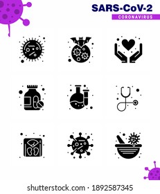 Simple Set of Covid-19 Protection Blue 25 icon pack icon included  chemical; medicine bottle; virus; drugs; heart viral coronavirus 2019-nov disease Vector Design Elements