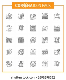 Simple Set of Covid-19 Protection Blue 25 icon pack icon included survice; online; antivirus; keyboard; medicine viral coronavirus 2019-nov disease Vector Design Elements