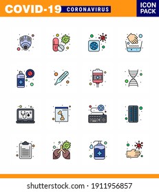 Simple Set of Covid-19 Protection Blue 25 icon pack icon included medical; hands; medical; infected; bacteria viral coronavirus 2019-nov disease Vector Design Elements