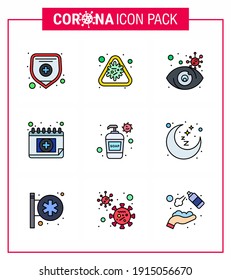 Simple Set of Covid-19 Protection Blue 25 icon pack icon included cream; schudule; eye; medical; appointment viral coronavirus 2019-nov disease Vector Design Elements