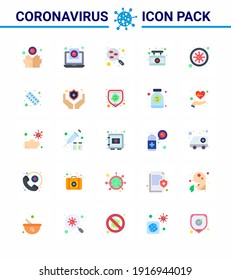 Einfache Set von Covid-19 Protection Blue 25 Icon Pack Symbol enthalten Zeichen; Krankenhaus; Virus, Bord; Probe virales Coronavirus 2019-nov Krankheit Vectordesign Elements