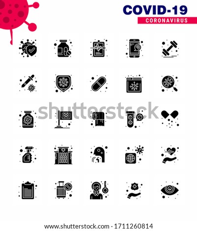 Simple Set of Covid-19 Protection Blue 25 icon pack icon included weight; dumbbell; hospital chart; service; online viral coronavirus 2019-nov disease Vector Design Elements