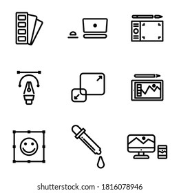 simple set of creative icon vector file, about designer such as pallete color, picture on screen or tools symbol.