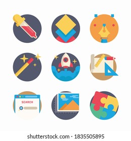 Simple Set Creativity Design Vector Color Icons
