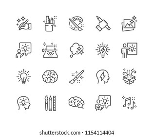 Simple Set of Creativity Related Vector Line Icons. Contains such Icons as Inspiration, Idea, Brain and more.
Editable Stroke. 48x48 Pixel Perfect. - Shutterstock ID 1154114404
