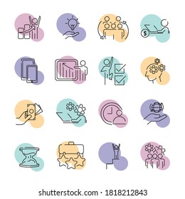 Simple Set of Creativity Related Vector Line Icons. Contains such Icons as Inspiration, Idea, Brain, business and more for website design, mobile app, logo.