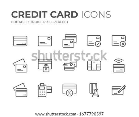 Simple Set of Credit Card Line Icons. Editable Stroke. Pixel Perfect.