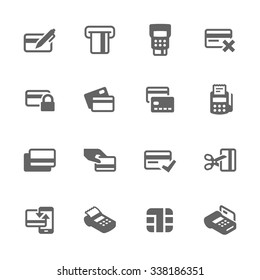 Simple Set of Credit Cards Related Vector Icons. Contains such icons as payment, chip, security, transactions and more. Modern vector pictogram collection.