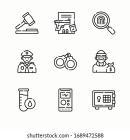 Simple Set Crime Investigation Vector line Icons
