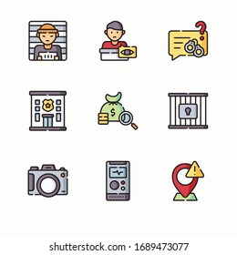 Simple Set Crime Investigation Vector Color Icons