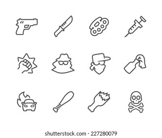 Simple Set of Crime Related Vector Icons for Your Design