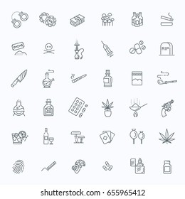 Simple Set of Crime Related Vector Line Icons