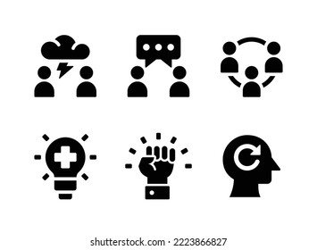 Simple Set of Crisis Management Related Vector Solid Icons. Contains Icons as Conflict, Communication, Connection and more.