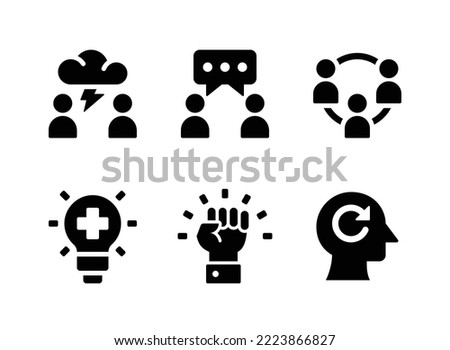 Simple Set of Crisis Management Related Vector Solid Icons. Contains Icons as Conflict, Communication, Connection and more.