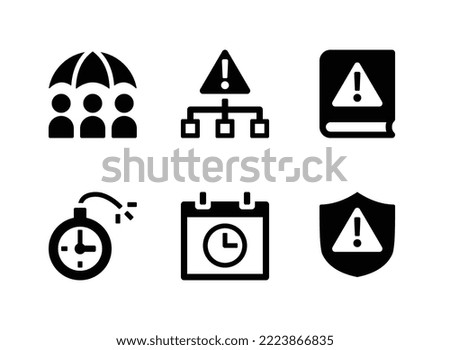 Simple Set of Crisis Management Related Vector Solid Icons. Contains Icons as Protection, Hierarchy, Manual Book and more.
