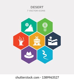 simple set of crotalus, desert hat, desert landscape, desert saloon icons, contains such as icons tree, dream catcher, dunes and more. 64x64 pixel perfect. infographics vector