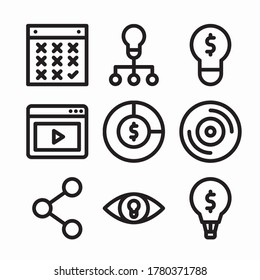 Simple Set Crowdfunding Vector línea Iconos