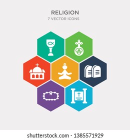 simple set of crown of thorns, holy scriptures, bead, commandments icons, contains such as icons buddhism, vatican, holy trinity and more. 64x64 pixel perfect. infographics vector