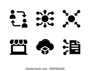 Simple Set of Crypto Related Vector Solid Icons. Contains Icons as Decentralized, Centralized, Smart Contract and more.