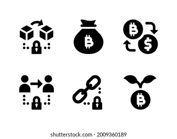 Simple Set of Crypto Related Vector Solid Icons. Contains Icons as Money Bag, Currency Exchange, Encryption and more.