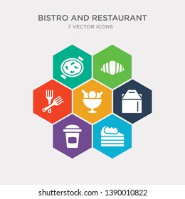 simple set of cut cake piece, cardboard cup, food box, ice cream cup icons, contains such as icons salad fork, bakery croissant, paella with parwns and more. 64x64 pixel perfect. infographics vector