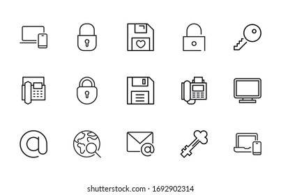 Simple set of cyber icons in trendy line style. Modern vector symbols, isolated on a white background. Linear pictogram pack. Line icons collection for web apps and mobile concept.