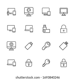 Simple set of cyber icons in trendy line style. Modern vector symbols, isolated on a white background. Linear pictogram pack. Line icons collection for web apps and mobile concept.