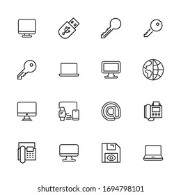Simple set of cyber icons in trendy line style. Modern vector symbols, isolated on a white background. Linear pictogram pack. Line icons collection for web apps and mobile concept.