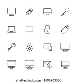 Simple set of cyber icons in trendy line style. Modern vector symbols, isolated on a white background. Linear pictogram pack. Line icons collection for web apps and mobile concept.