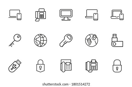 Simple set of cyber icons in trendy line style. Modern vector symbols, isolated on a white background. Linear pictogram pack. Line icons collection for web apps and mobile concept.