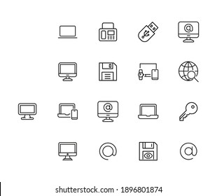 Simple set of cyber icons in trendy line style. Modern vector symbols, isolated on a white background. Linear pictogram pack. Line icons collection for web apps and mobile concept.