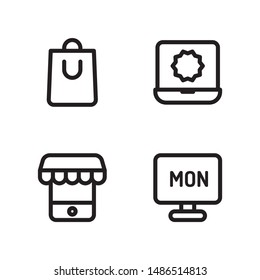 Simple Set of cyber monday Related Vector Line Icons. Contains such Icons as shopping bag, online sale, online store.