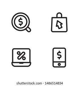 Simple Set of cyber monday Related Vector Line Icons. Contains such Icons as search, shopping bag, online discount, online payment.