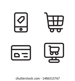 Simple Set of cyber monday Related Vector Line Icons. Contains such Icons as smartphone, shopping cart, credit card, buy online.