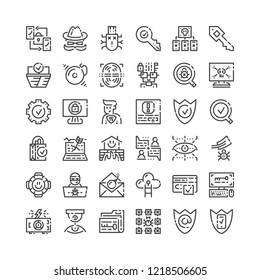 Simple set of cyber security icons. Premium protrct symbol collection. Vector illustration. Line guard pictogram pack.