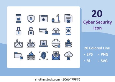 Simple Set of Cyber Security Related Vector Line Icons. Protection and Security Vector Line Icons Set. vector illustration - Collection of high-quality Color style vector icons.