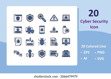 Simple Set of Cyber Security Related Vector Line Icons. Protection and Security Vector Line Icons Set. vector illustration - Collection of high-quality Color style vector icons.