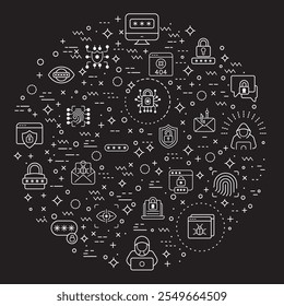 Simple Set of Cyber security Related Vector Line Illustration. Contains such Icons as protection, virus, hacking, hacker, bug, antivirus, cyber lock, network, spam and more.