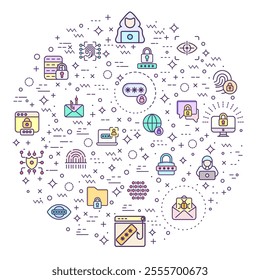 Simple Set of Cyber security Related Vector Line Illustration. Contains such Icons as protection, virus, hacking, hacker, bug, antivirus, cyber lock, network, spam and more.