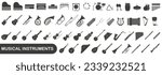 A simple set of dark hollow musical instruments. Images of various musical instruments. EPS 10. 