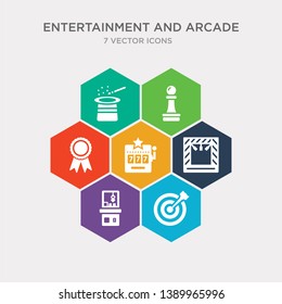 simple set of darts, toy machine, stage, slot machine icons, contains such as icons ribbons, pawn, magic hat and more. 64x64 pixel perfect. infographics vector