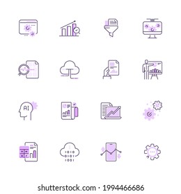 Simple Set of Data Analysis Color Vector Line Icons . Thin Line and Pixel Perfect Icons