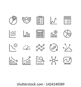 Simple Set of Data Analysis Related Vector Line Icons. Contains such Icons as Big Data, Processing, Performance and more.
