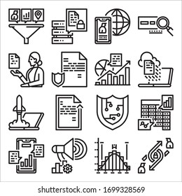 Simple Set of Data Analysis Related Vector Line Icons