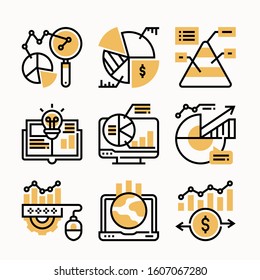 simple set data analytic Color icons Pack vector