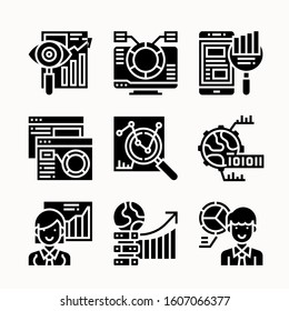 simple set data analytic Glyph icons Pack vector