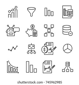 Simple set of data analytics related outline icons. Elements for mobile concept and web apps. Thin line vector icons for website design and development, app development. Premium pack.