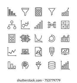 Simple set of data analytics related outline icons. Elements for mobile concept and web apps. Thin line vector icons for website design and development, app development. Premium pack.