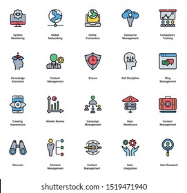 A Simple set of Data Management Vector Sign & Symbol in Color Line Style icons.  easy to edit